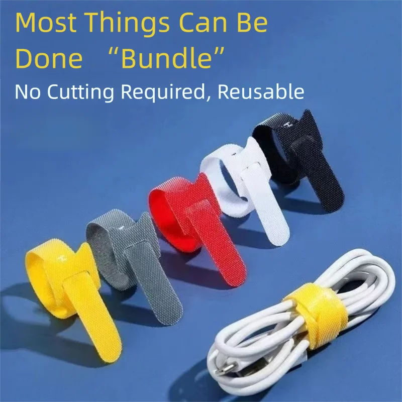 Velcro Hook Loop - Organizador de cables reutilizable sin cortar,