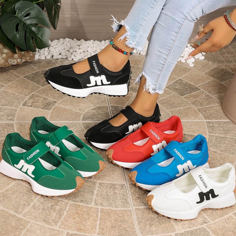 Velcro Hook Loop - Zapatos de Tacón Medio Vintage Cómodos